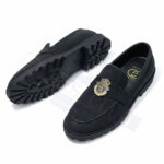 GUCCI SEMI CAUSAL SUEDE CROWN SHOES (BLACK)