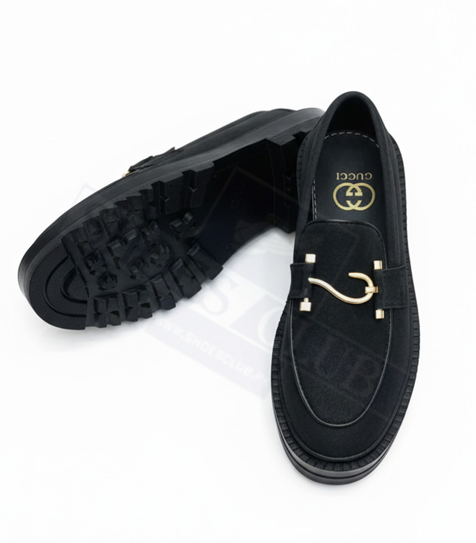 BLACK SUIT S BUCKLE A GUCCI SEMI CAUSAL HOOK SHOES (BLACK) - Image 2